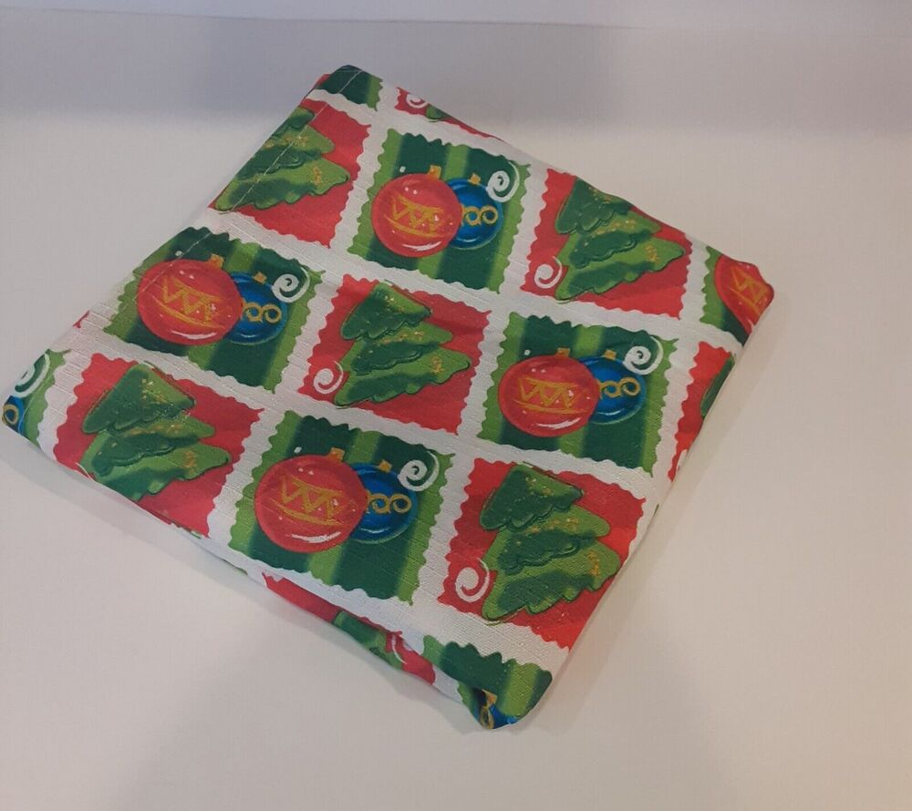 Vintage Christmas Tree & Ornament Table Cloth 51x70.5" Whimsy